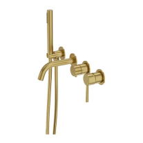 Baterie cada LaVita, Verdi, montaj pe perete, set complet dus, brushed gold